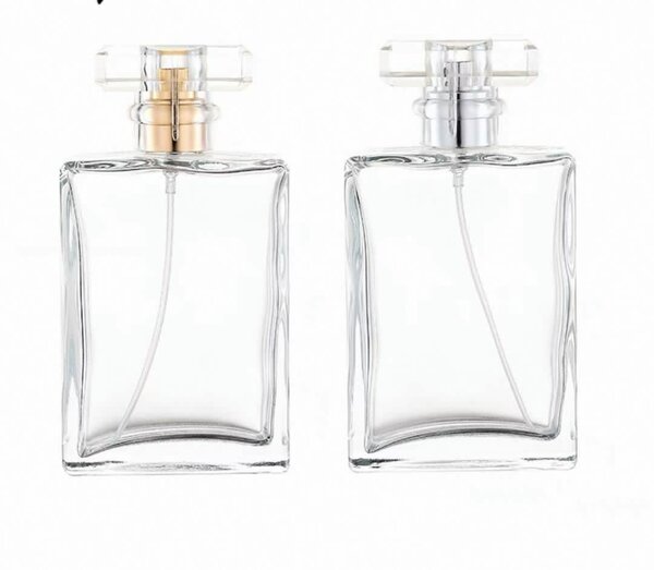 Perfume glass bottles, jars,