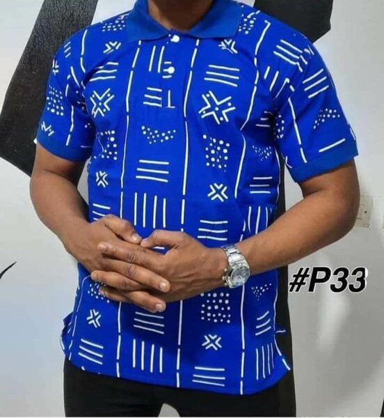 Chemise Motif Africain Bleu