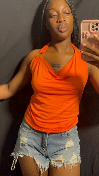 Top orange décolleté femme