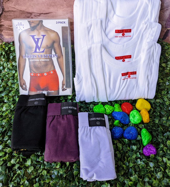 Combo of 3 set of vests and 3 set of boxers 