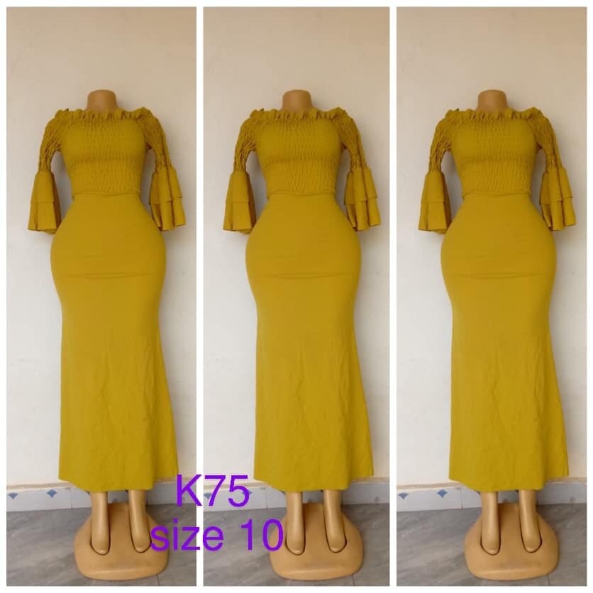Mustard dress, flounce sleeves, size 10