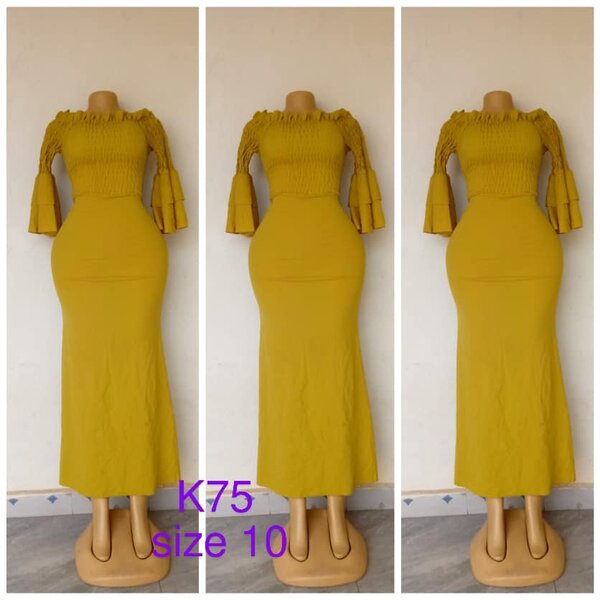 Mustard dress, flounce sleeves, size 10