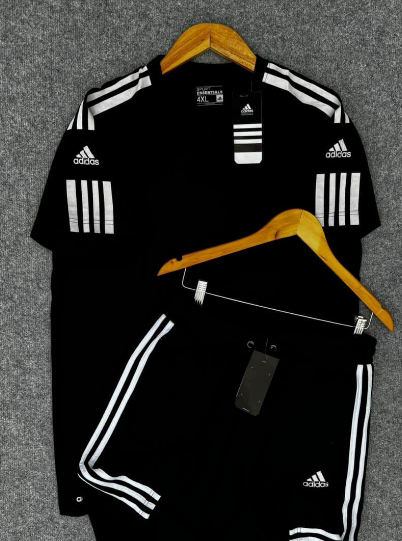 ensemble t-shirt et short Adidas noir-blanc