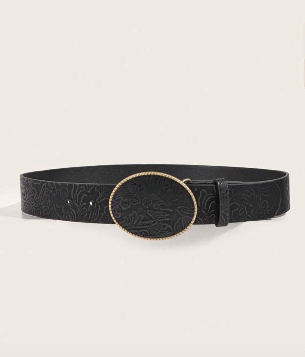 Ceinture noire gravée élégante