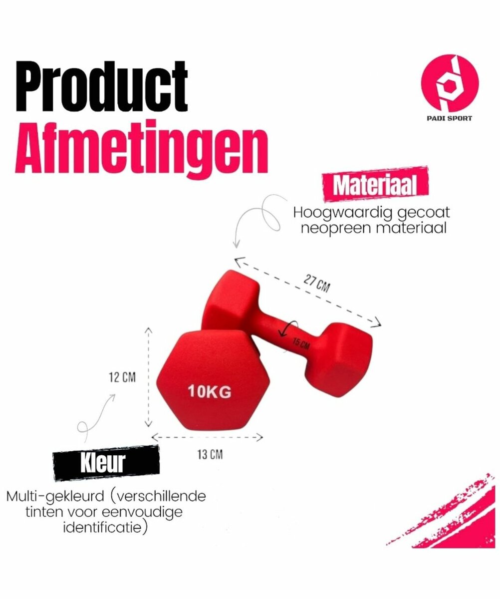 Haltères Néoprène 10kg Rouge