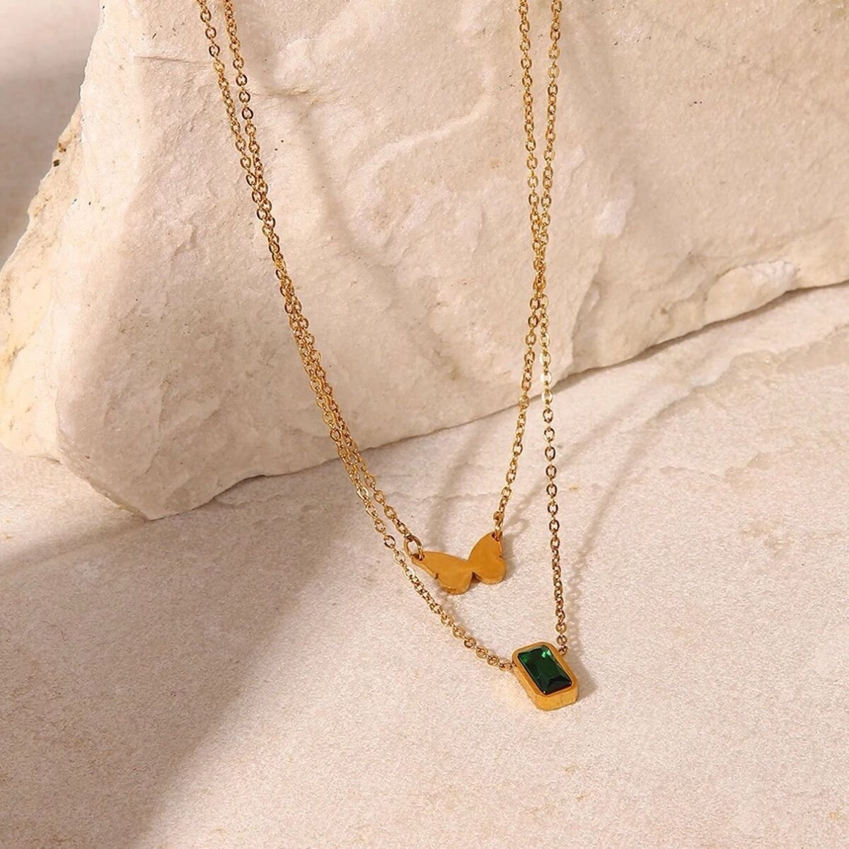 Emerald butterfly 2in1 necklace