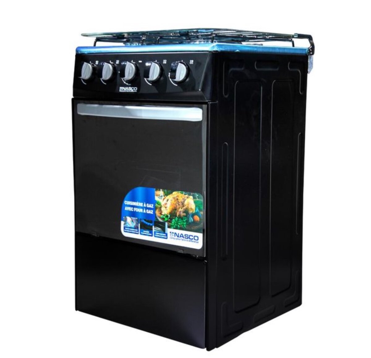 NASGC-50X50B-CTZ 4-Burner Gas Cooker-Oven-Glass Top-Black