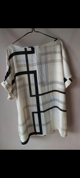 Off-White Blouse with Black Detail