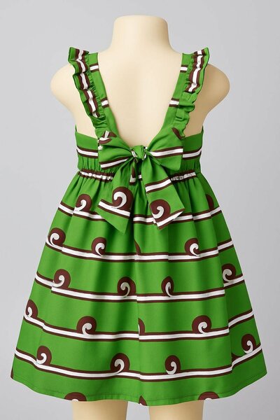 Robe Enfant Verte Motif Vagues