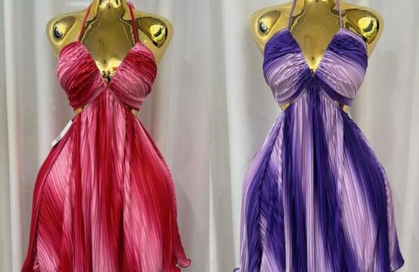 Robe plissée longue soirée