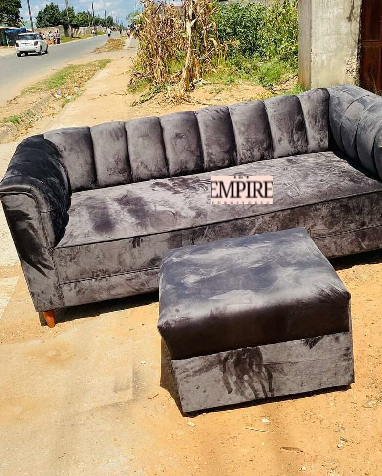 Black sofa and ottoman