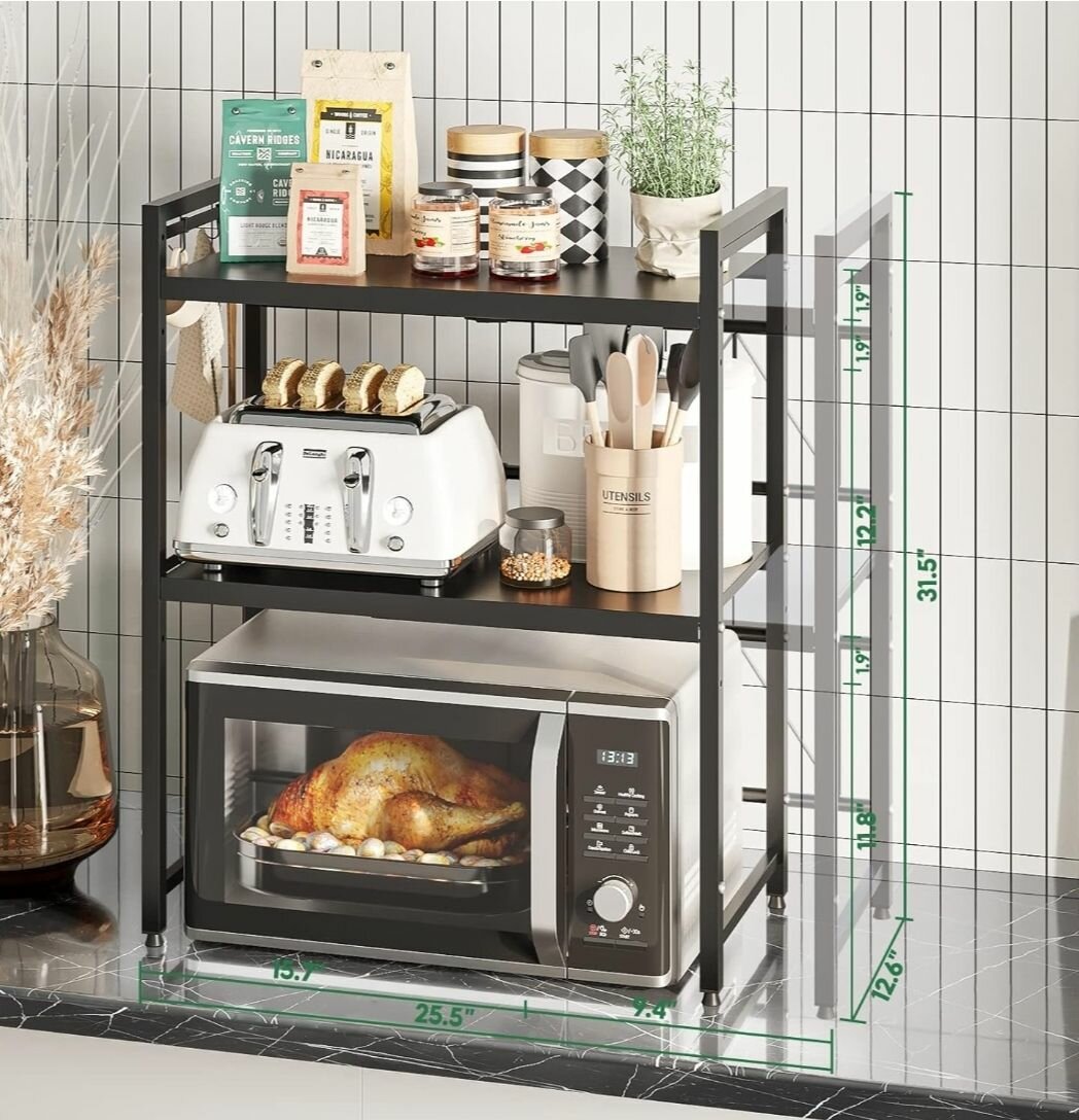 ÉTAGÈRE DE RANGEMENT TÉLESCOPIQUE A 2 NIVEAUX POUR MICRO-OND