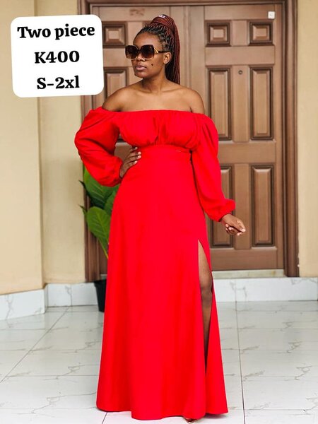 Women's Set Red Long Sleeve Top and Long Skirt   S-2xl