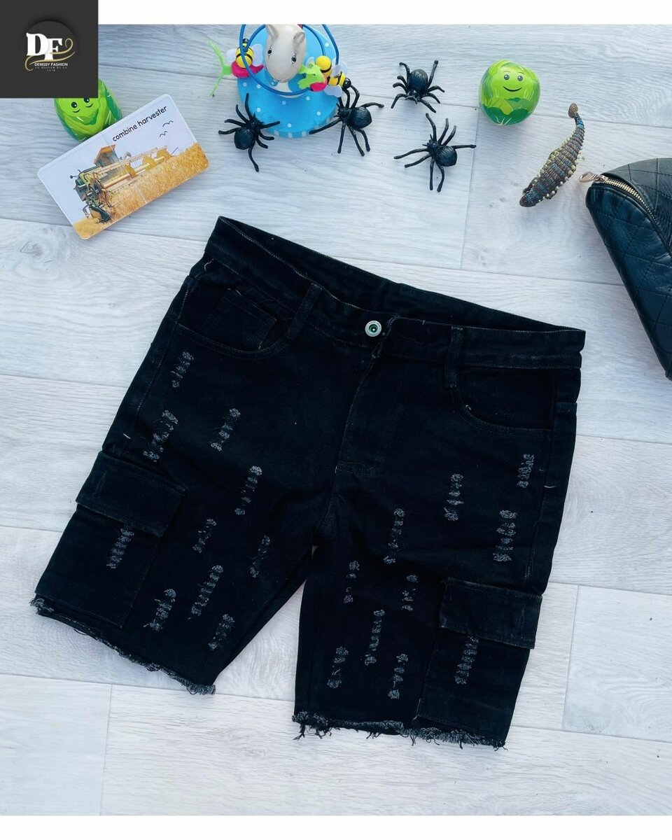 Shorts en jean noir décontracté