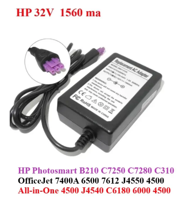 HP 32V 1560mA AC Adapter | Charger for HP Printers | Printer adapter for HP Photosmart B210, C7250, C7280 & Officejet 6500, 4500, 7612 | Printer Power Supply for Wireless All-in-One Models