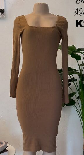Dress light brown, stretch