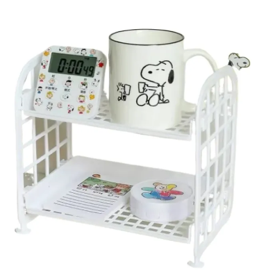 The Pantry Double Layer Hollow Shelf Plastic Storage Rack 2 Tier Shelf Holder Home & Office Multipurpose Plastic Rack / Room Organizer