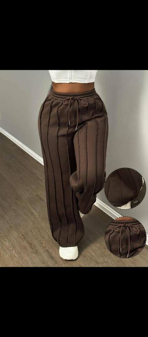 Pantalon large à rayures femme