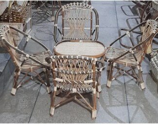 Hand Made Cane Table & Chair Set For Kids ( 4 Chair & 1 Table )