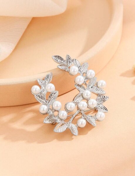 Pearl and Rhinestone Leaf