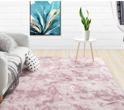 Moquette en peluche rose 1.60m sur 2.30m