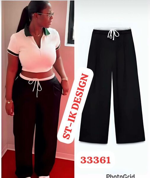 Pantalon large noir tendance