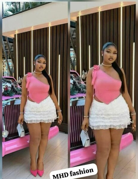 Robe d'été rose et blanche