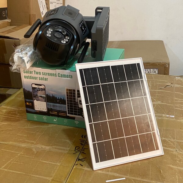 Dual lens solar powered security camera