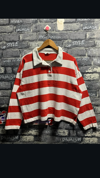 Polo à Rayures Rouges et Blanches