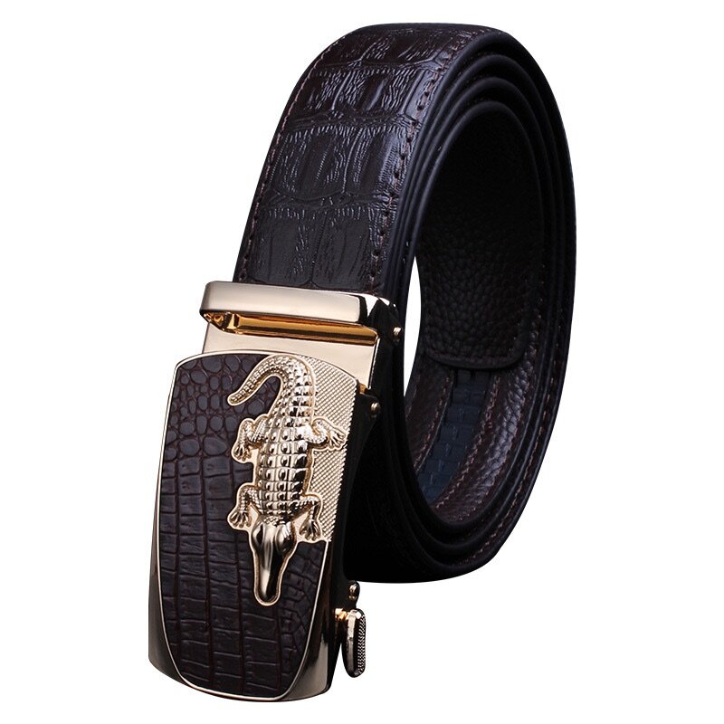 Ceinture élégante avec boucle crocodile dorée