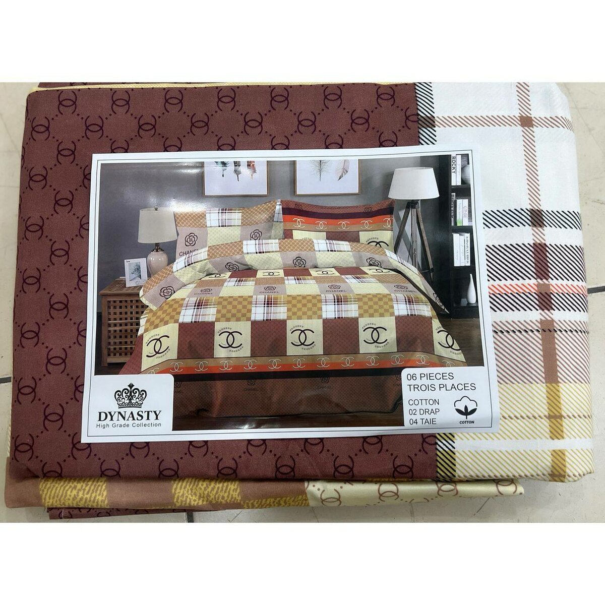 Draps de lit a motifs 6 pieces