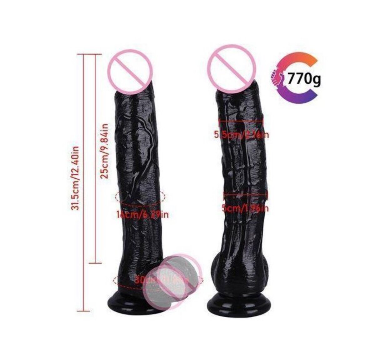 Gode réaliste suceur 31cm