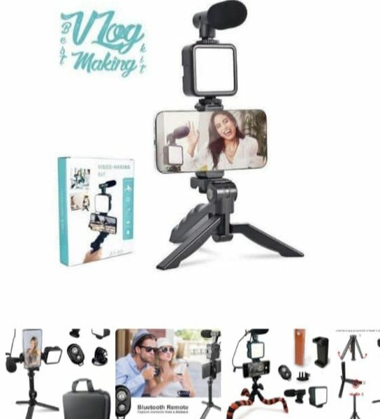 Kit de création vidéo  AY-49 avec trépied, micro et LED pour