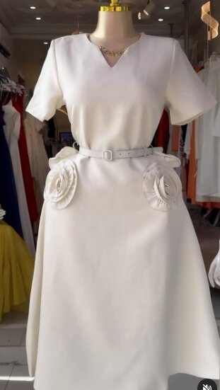 Charming women's dress color white Size : 10/12/14