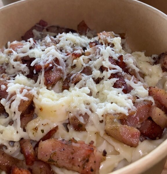 Tagliatelles crémeux au bacon