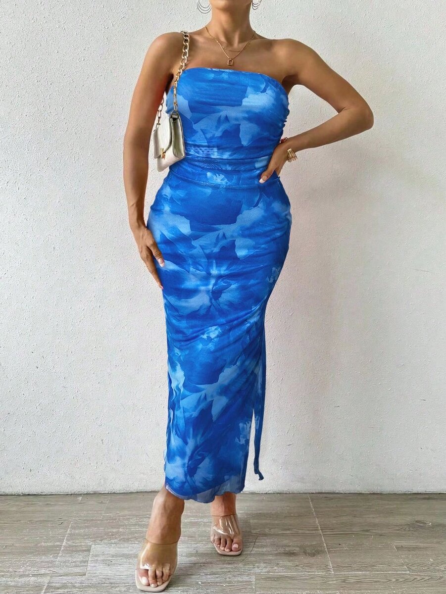 Robe Longue Bleu Élégante
