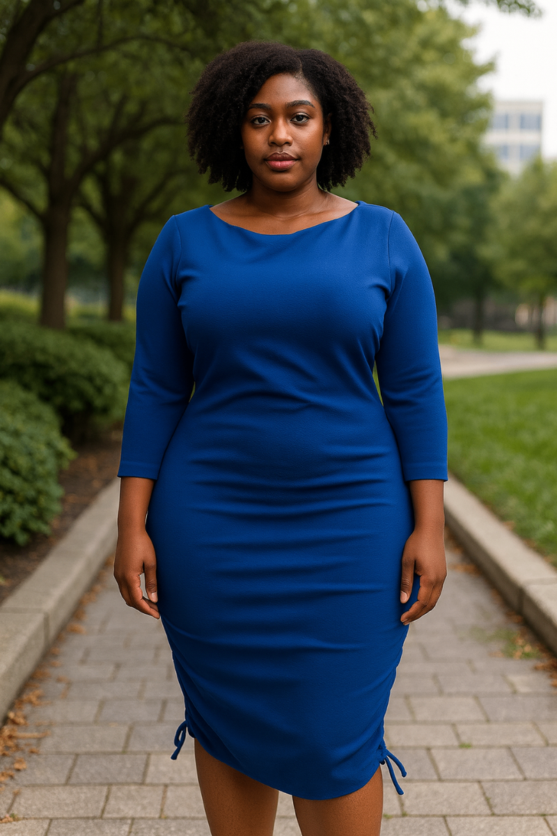 Robe élégante bleu grande taille