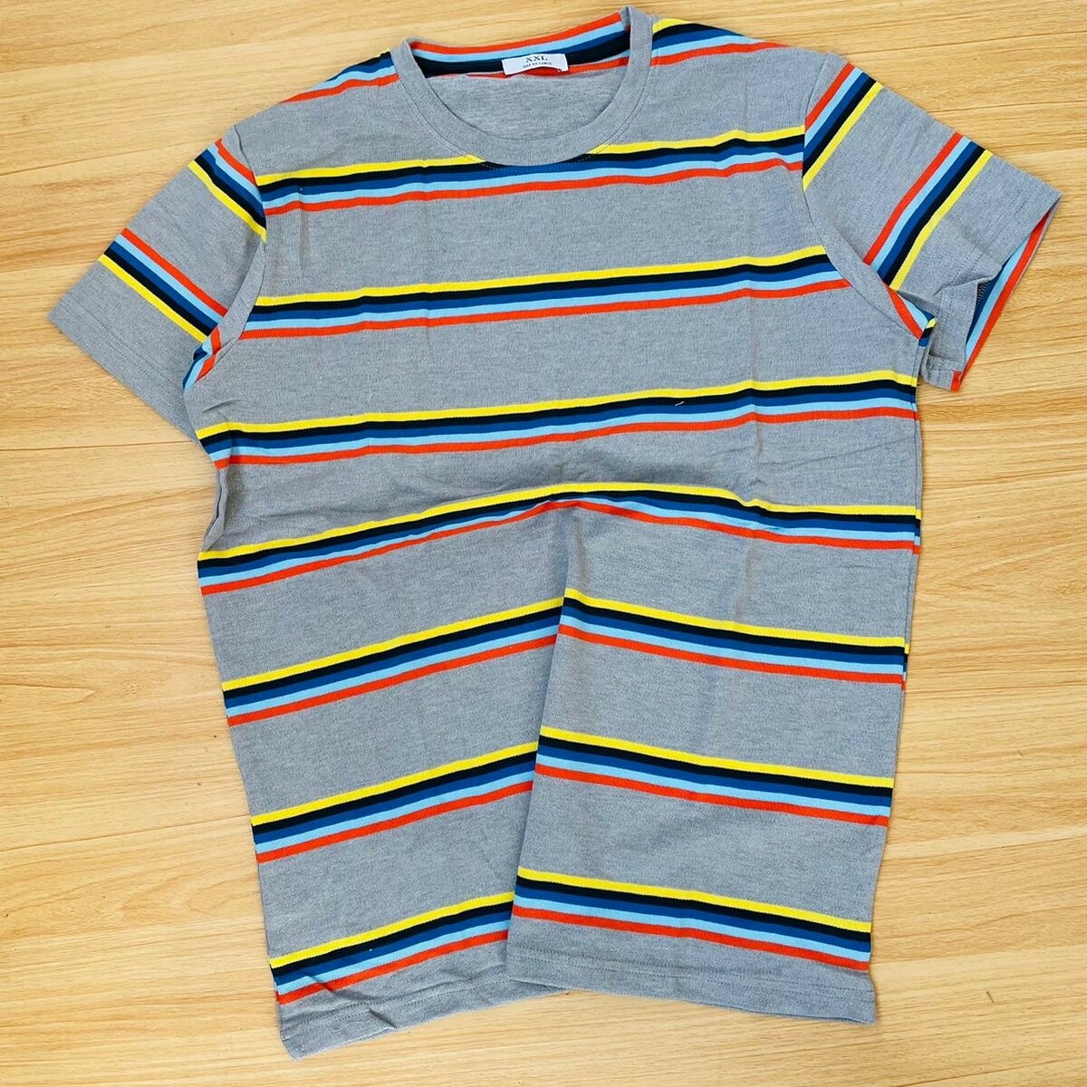 logo-embroidered striped cotton T-shirt
