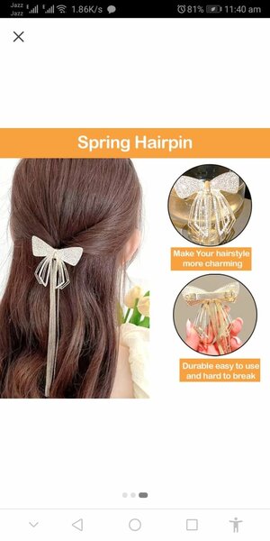 WOW Sparkly Rhinestone Bow Tassel Hair Clip/catcher for