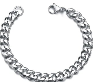 Stainless Italian silver chain baracelet hand band punk rusty rock band for men boys