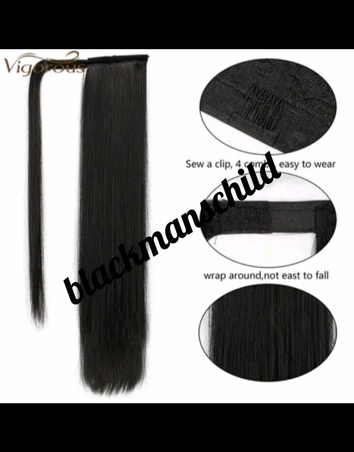 Straight wrap around ponytail