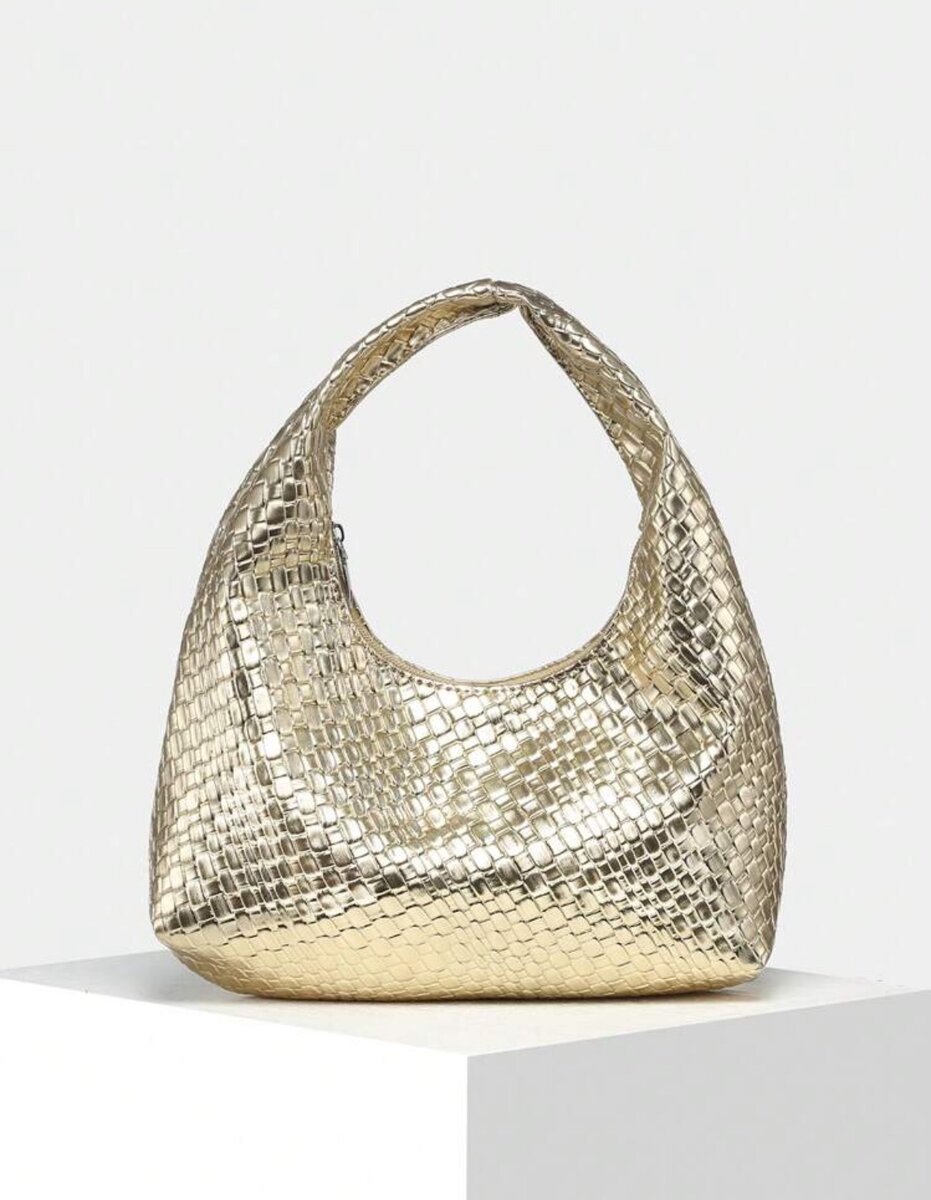 Gold vintage braided faux leather bag