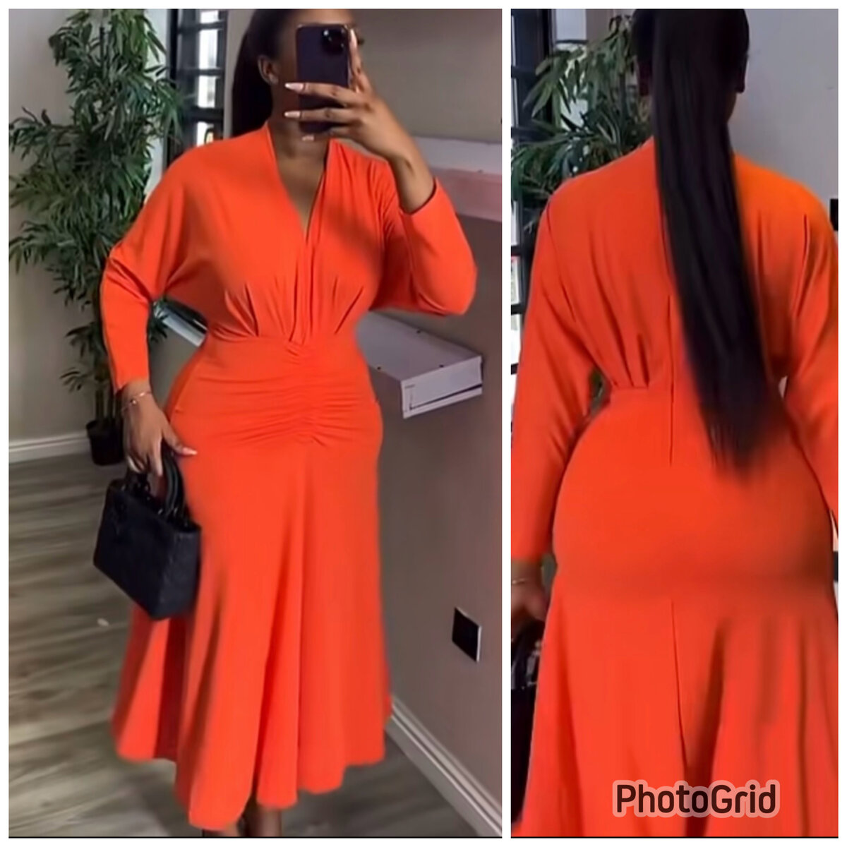 Robe orange élégante femme