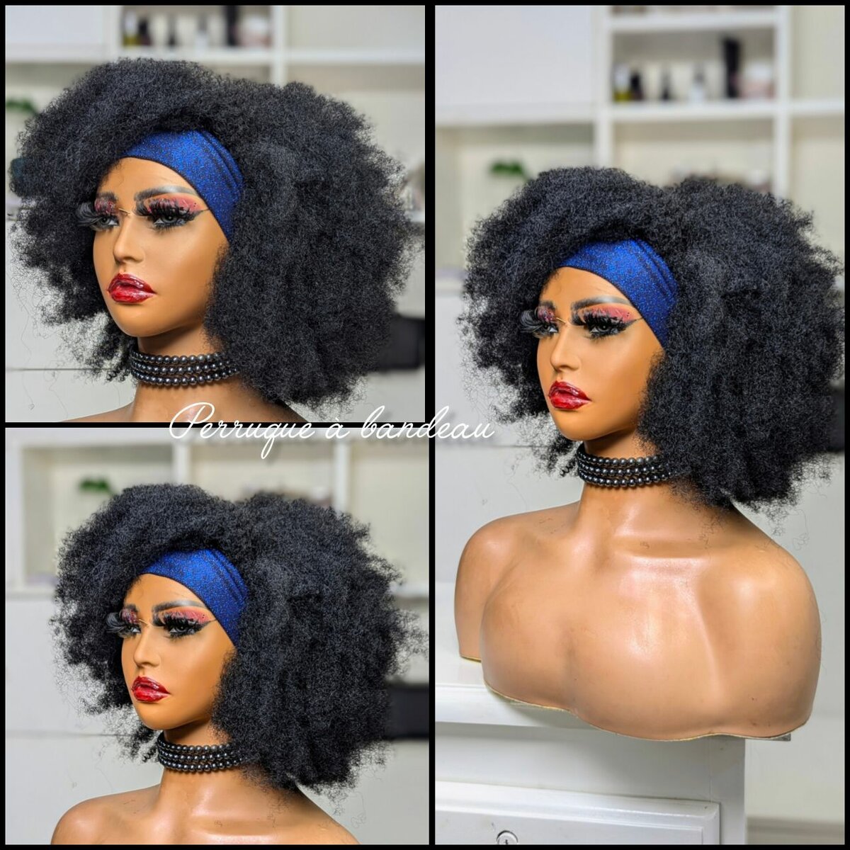Perruque à bandeaux Afro