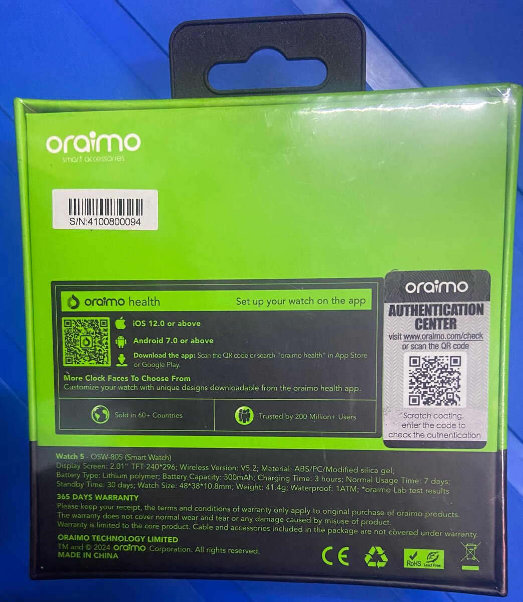 Montre intelligente Oraimo OSW-805