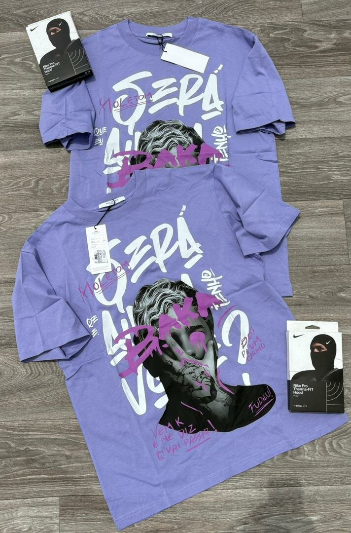 T-shirt violet graphique homme