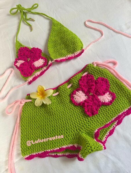 Ensemble bikini crochet coloré