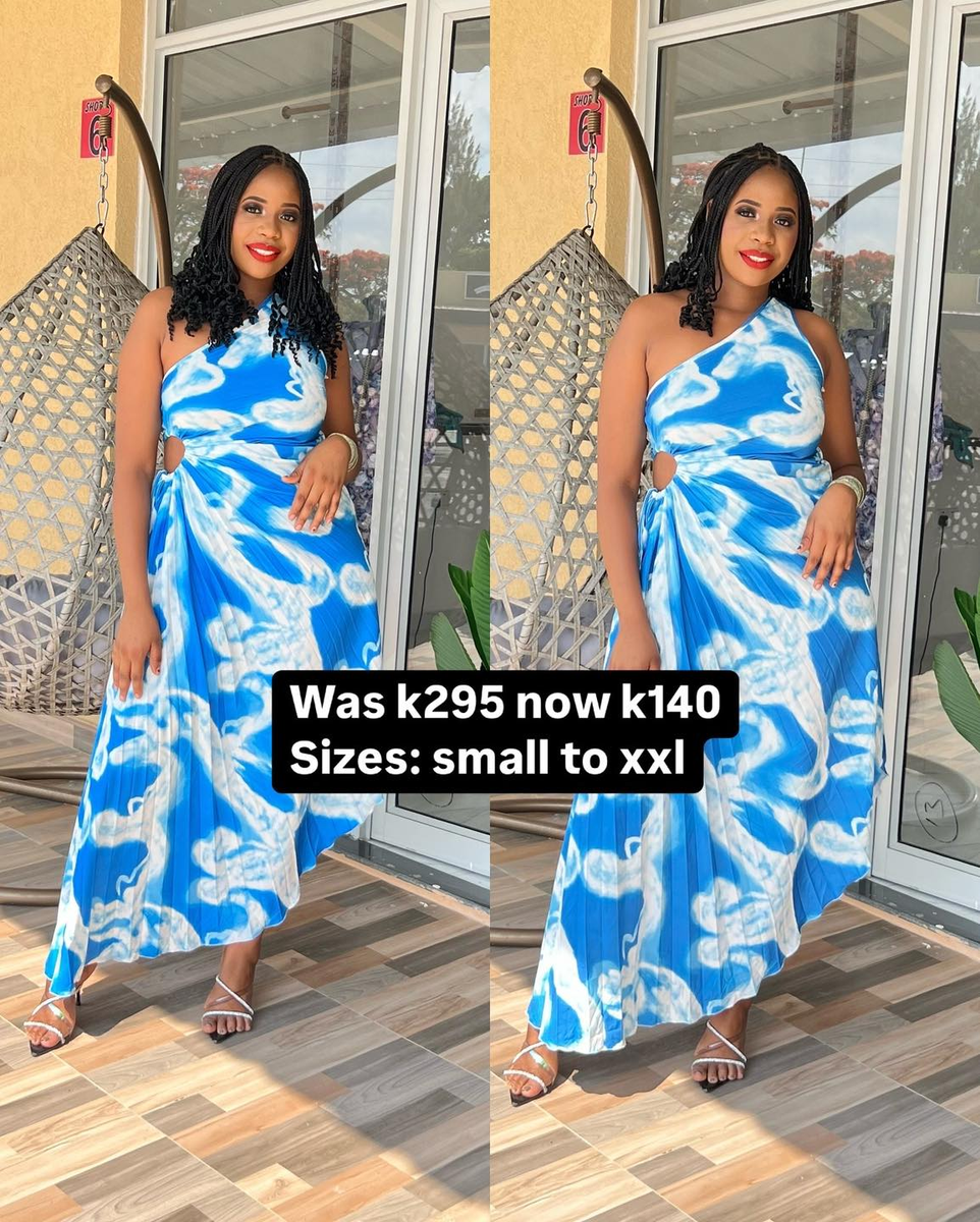 Dress blue with print