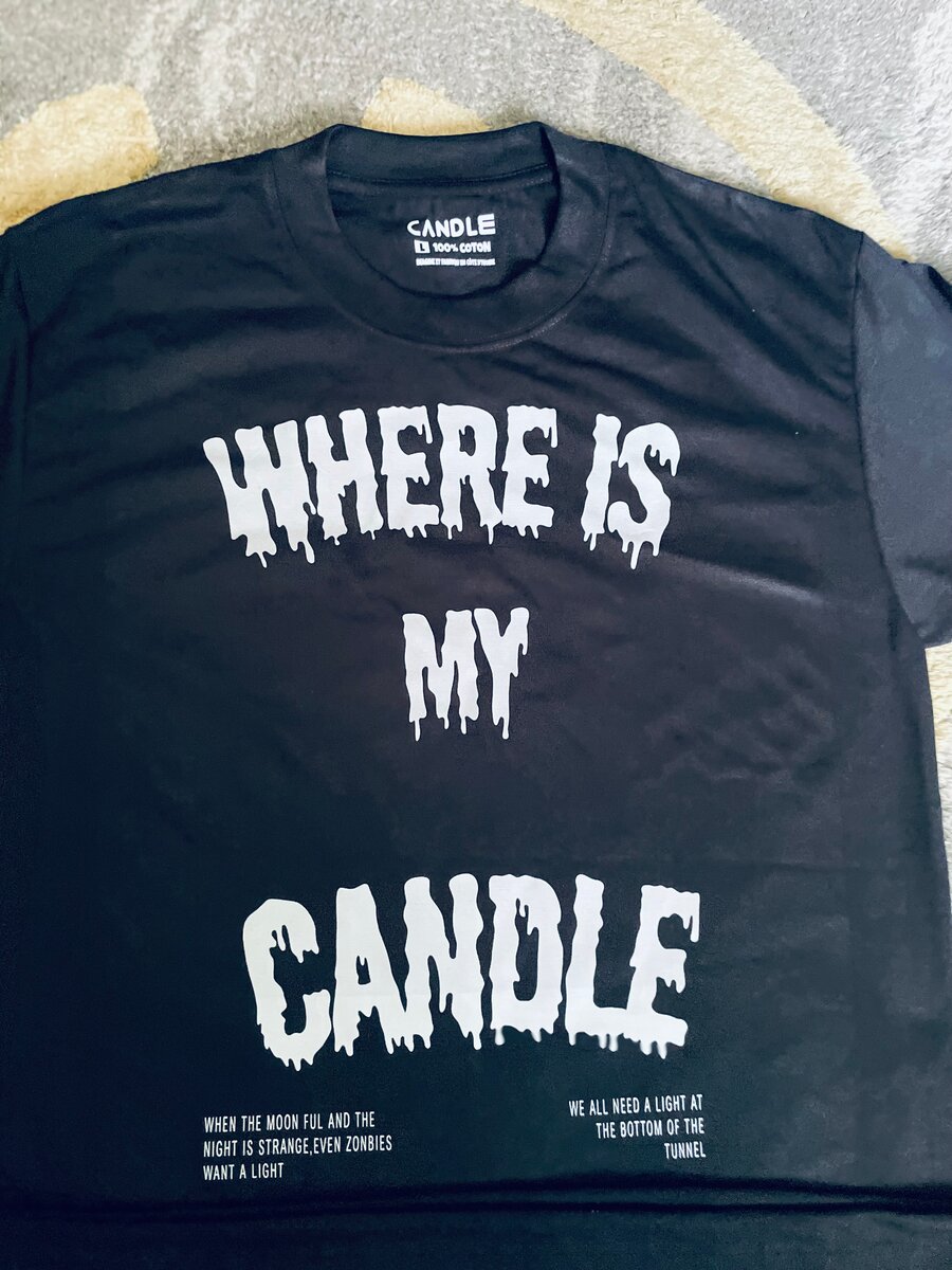 T-shirt noir "Where is My Candle"