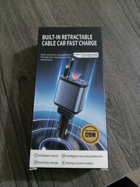 Chargeur voiture 120W rétractable